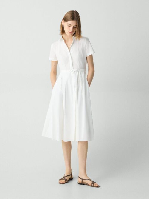 Short-Sleeve Shirt Dress in Good Cotton