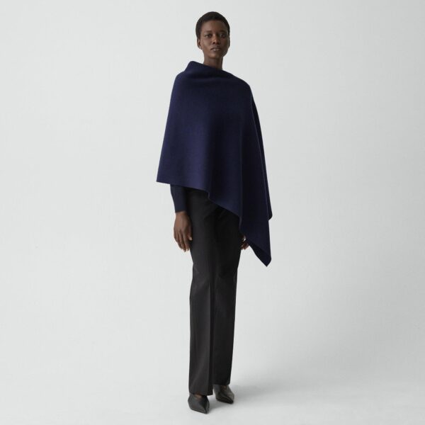 01_TH_O1011718_G0F_L0 Draped Poncho in Felted Wool-Cashmere