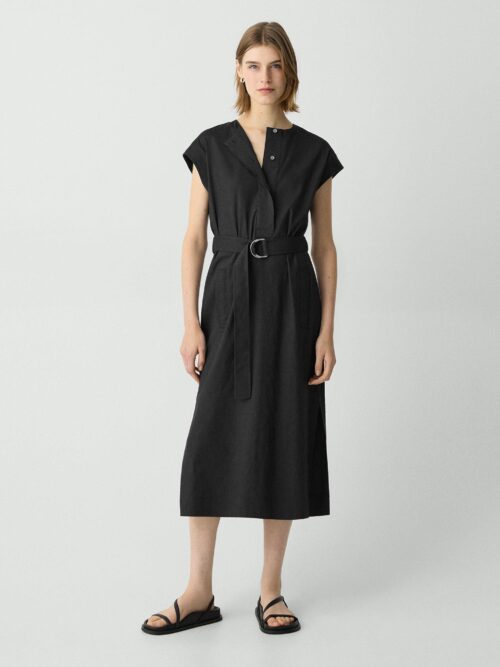 Belted Midi Dress in Good Linen