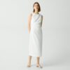 Draped Midi Dress in Linen-Viscose