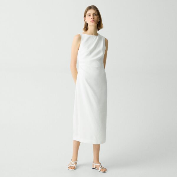 01_TH_P0403603_C05_L0 Draped Midi Dress in Linen-Viscose