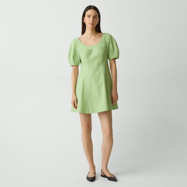 Puff Sleeve Mini Dress in City Poplin