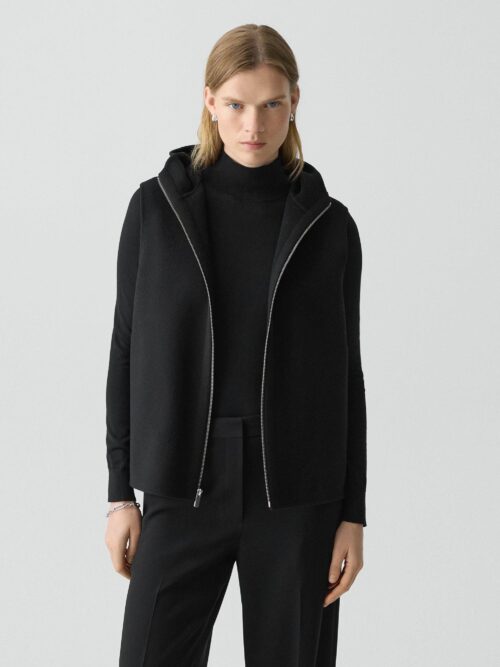 Hooded Vest in Double-Face Wool-Cashmere