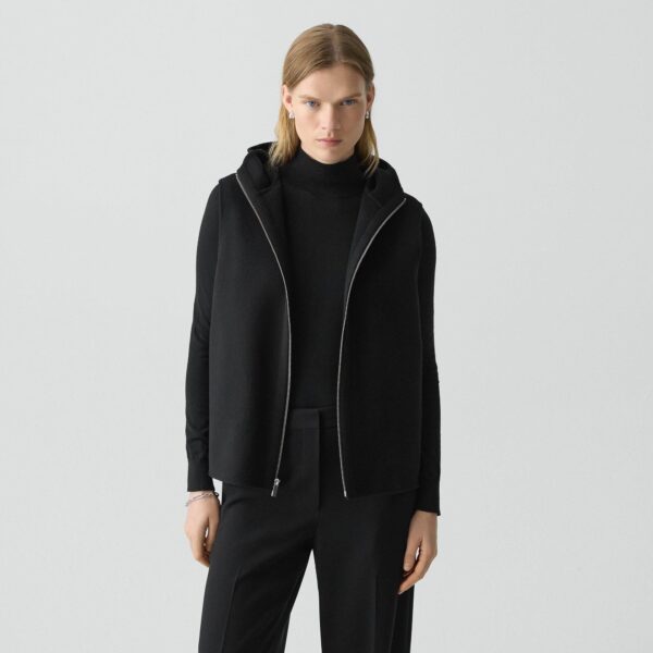 Hooded Vest in Double-Face Wool-Cashmere