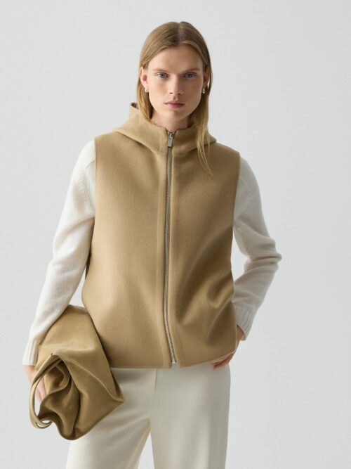 Hooded Vest in Double-Face Wool-Cashmere