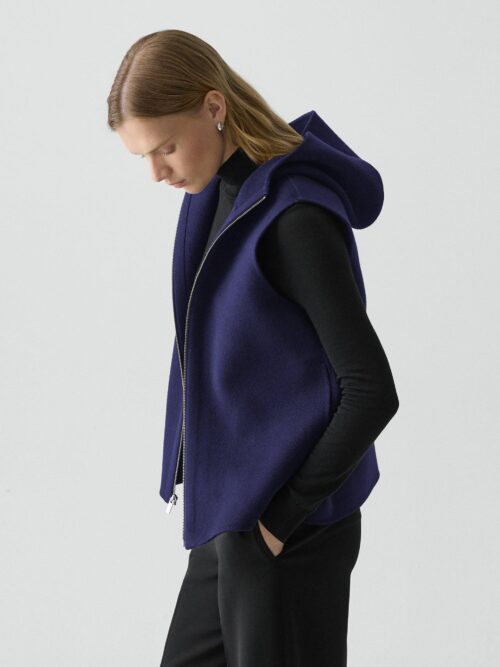 Hooded Vest in Double-Face Wool-Cashmere