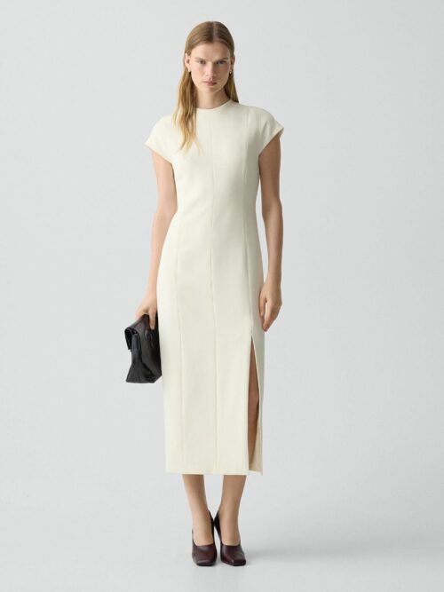 Short-Sleeve Midi Dress in Admiral Crepe