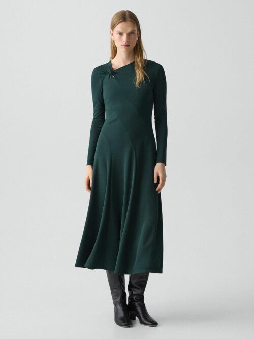Twist Neck Dress in Crepe Jersey