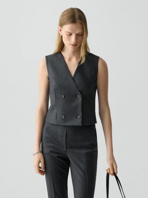 Shrunken Double-Breasted Vest in Sleek Flannel