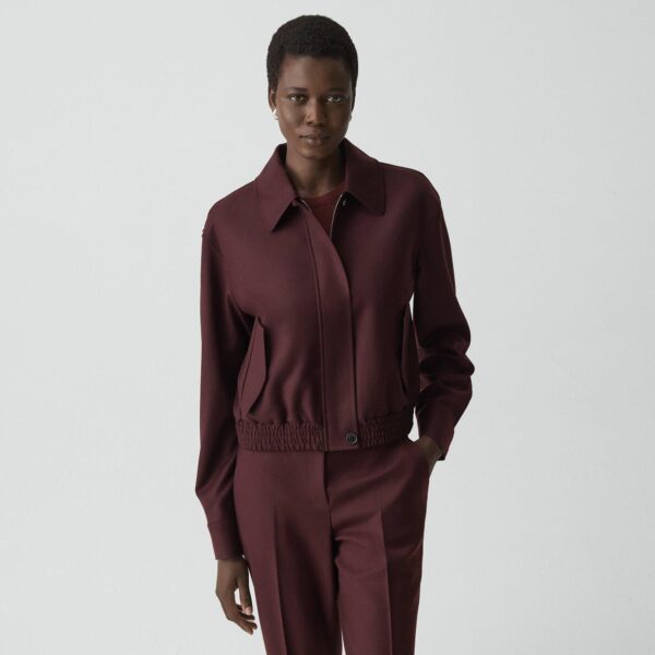 Cropped Track Jacket in Sleek Flannel