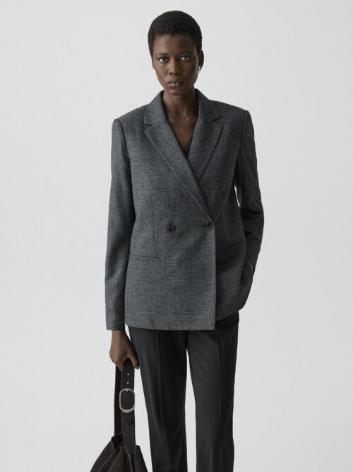 01_TH_P0801128_2HZ_L0 Relaxed Double-Breasted Blazer in Marled Flannel