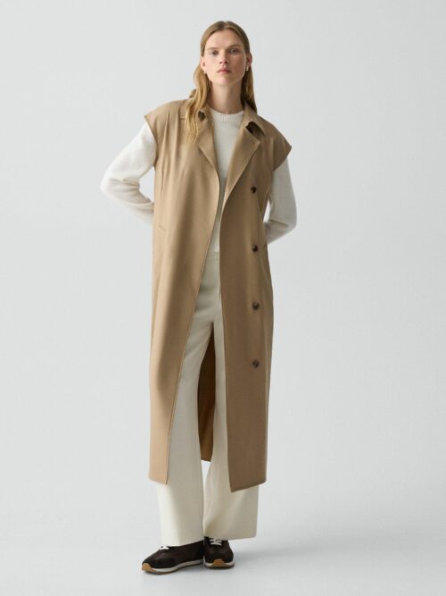 Double-Breasted Belt Dress in Wool-Blend Flannel