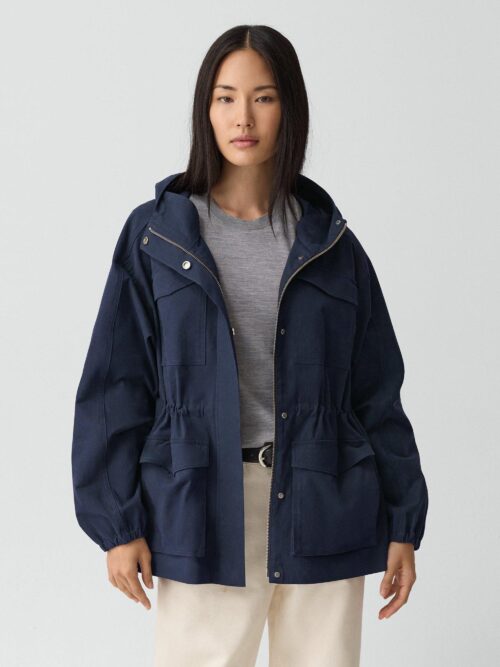 Cinched Windbreaker Jacket in Brushed Chino