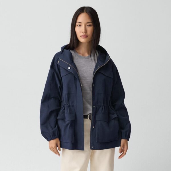 Cinched Windbreaker Jacket in Brushed Chino