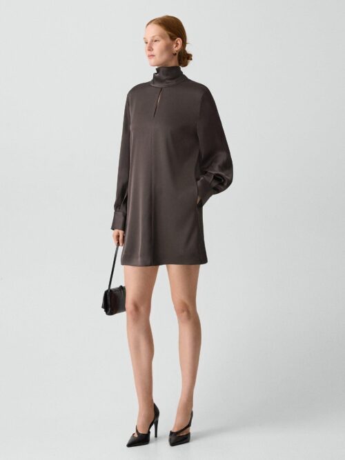 Blouson Sleeve Dress in Satin