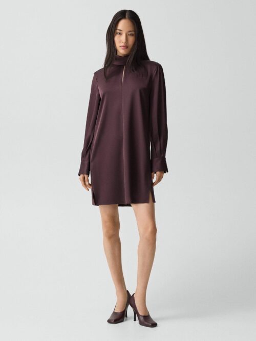 Blouson Sleeve Dress in Satin