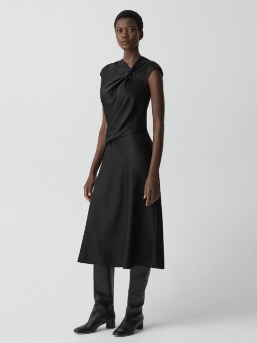 01_TH_P1009607_001_L0 Twist Bodice Dress in Satin