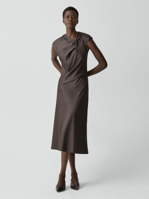 Twist Bodice Dress in Satin