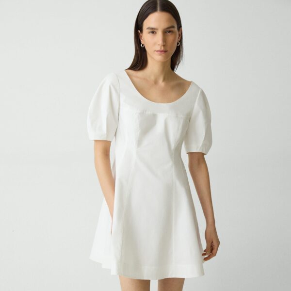 Puff Sleeve Mini Dress in City Poplin