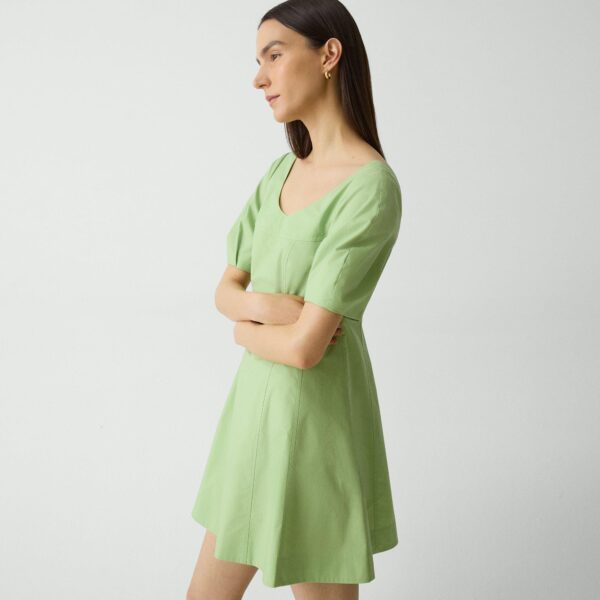 Puff Sleeve Mini Dress in City Poplin
