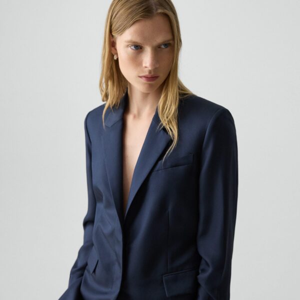 Oversized Cinch Waist Blazer in Mod Silk Twill
