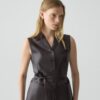 Tie Waist Vest in Sleek Leather