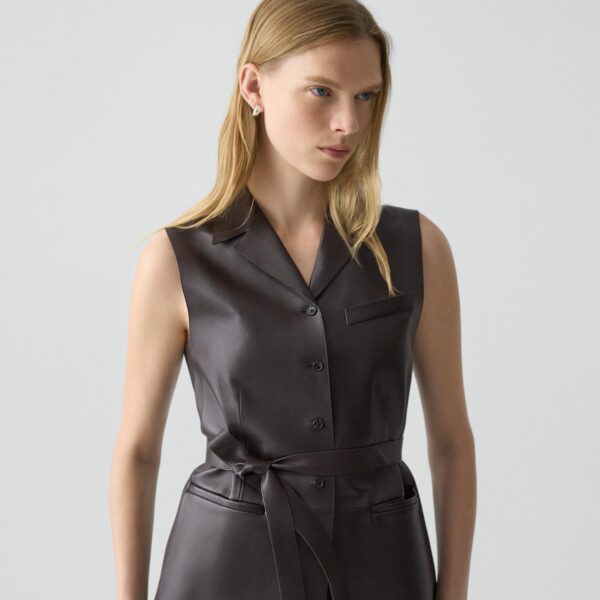 Tie Waist Vest in Sleek Leather