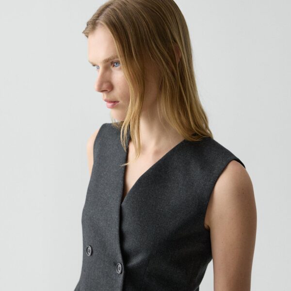 Shrunken Double-Breasted Vest in Sleek Flannel