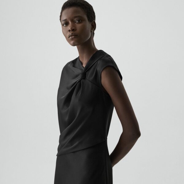 02_TH_P1009607_001_F0 Twist Bodice Dress in Satin