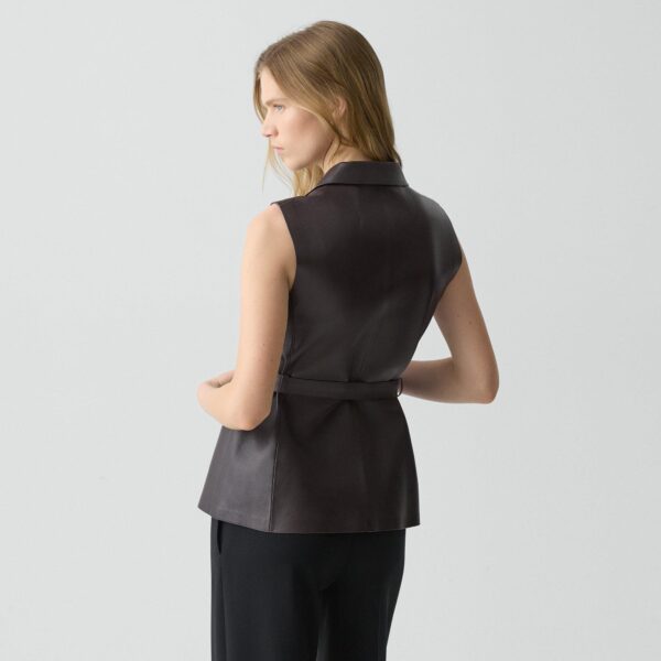 Tie Waist Vest in Sleek Leather