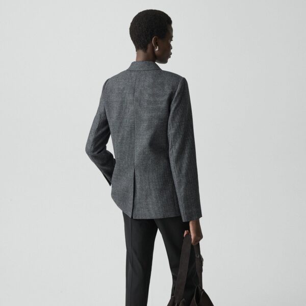 Relaxed Double-Breasted Blazer in Marled Flannel