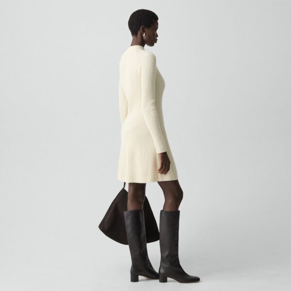 Ribbed Sweater Dress in Felted Wool-Cashmere
