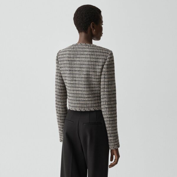 U-Neck Cardigan in Striped Tweed