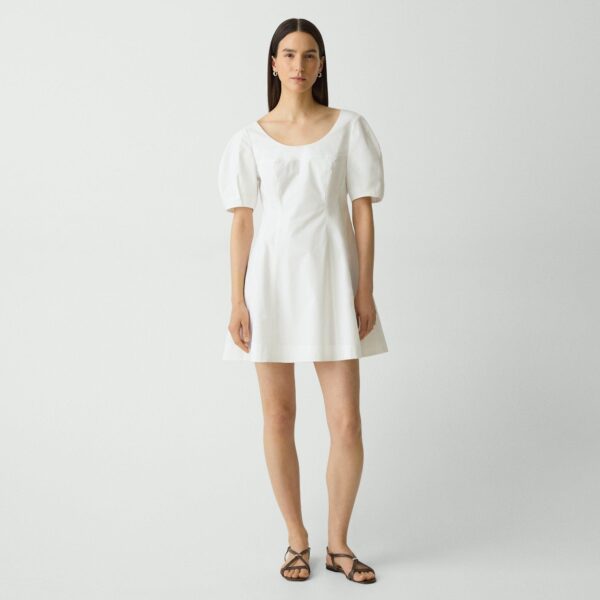Puff Sleeve Mini Dress in City Poplin