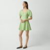 Puff Sleeve Mini Dress in City Poplin
