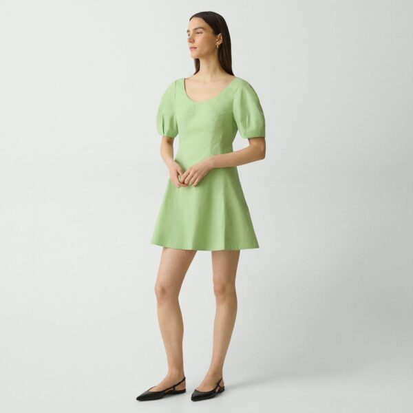 Puff Sleeve Mini Dress in City Poplin