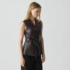 Tie Waist Vest in Sleek Leather
