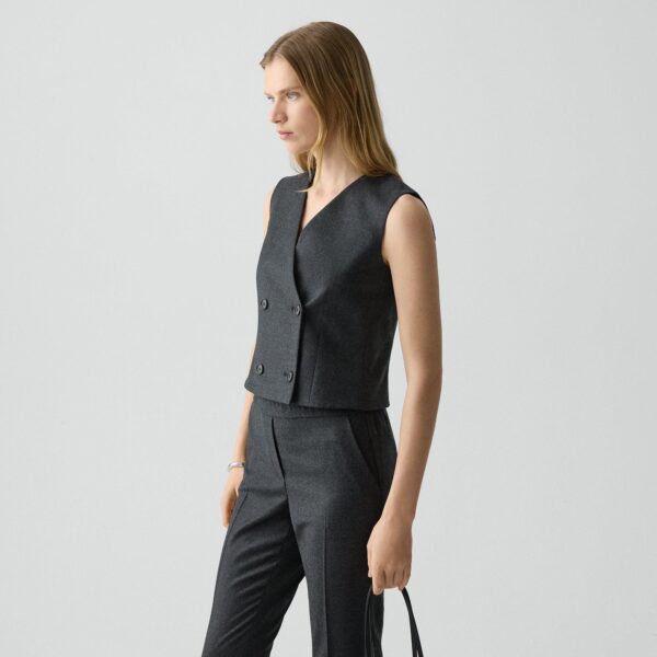 Shrunken Double-Breasted Vest in Sleek Flannel