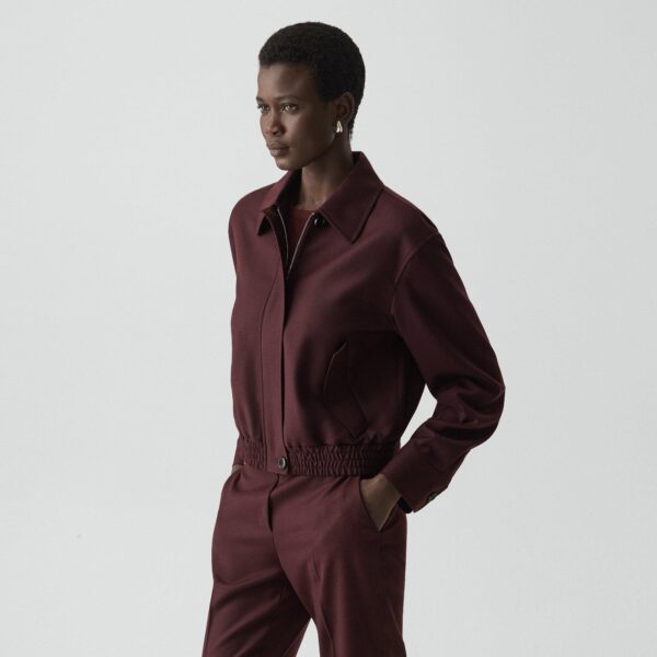 Cropped Track Jacket in Sleek Flannel