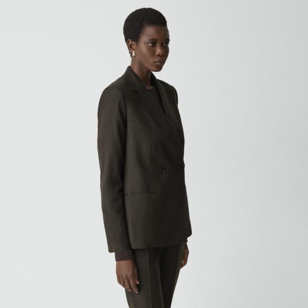 Relaxed Double-Breasted Blazer in Sleek Flannel