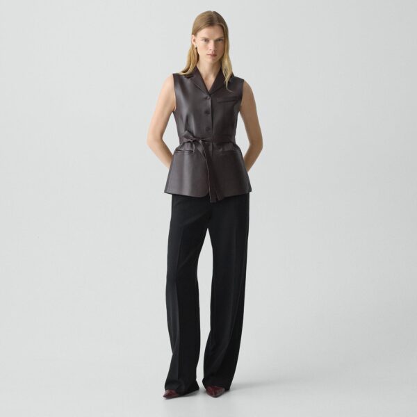 Tie Waist Vest in Sleek Leather