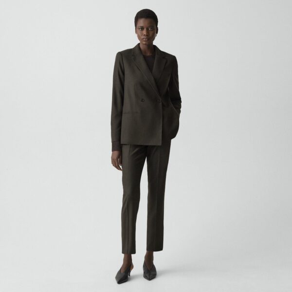 Relaxed Double-Breasted Blazer in Sleek Flannel