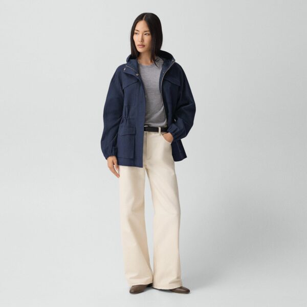 Cinched Windbreaker Jacket in Brushed Chino